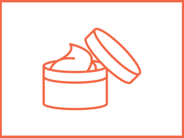 Opened jar of cream with a smooth, swirling texture inside.