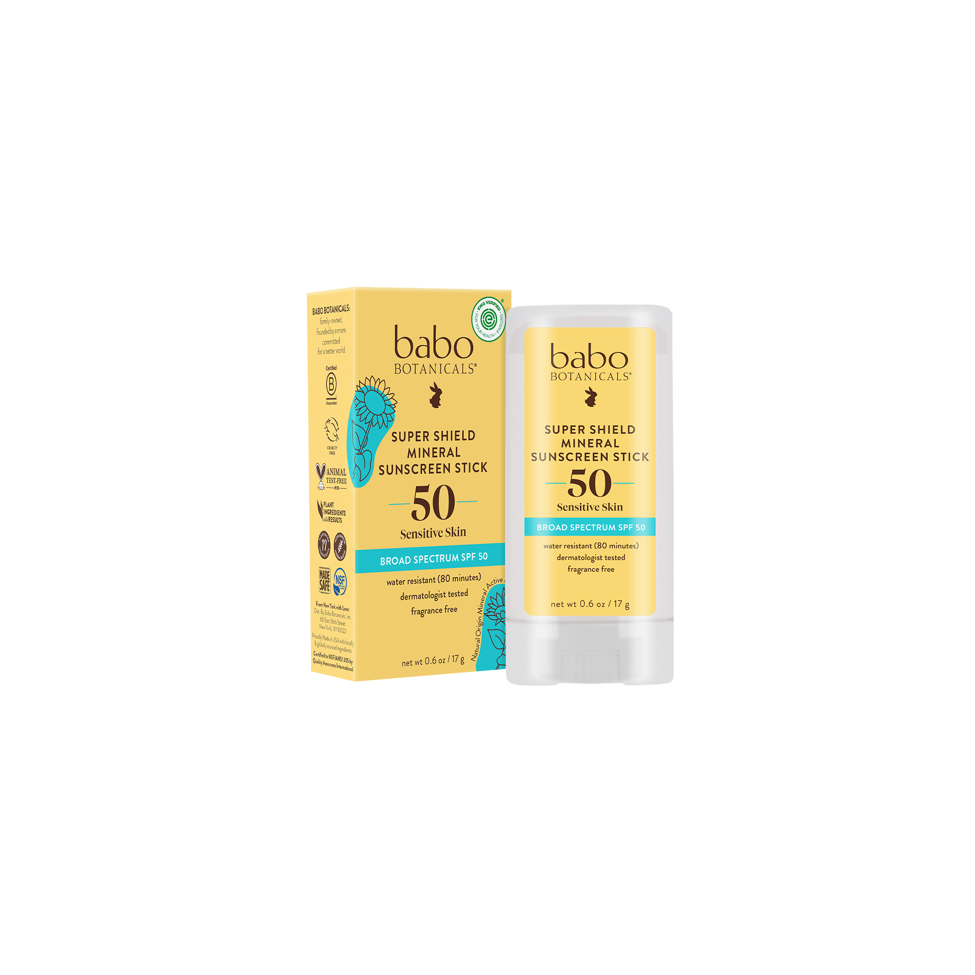 Babo Botanicals Super Shield Mineral Sunscreen Stick, SPF 50